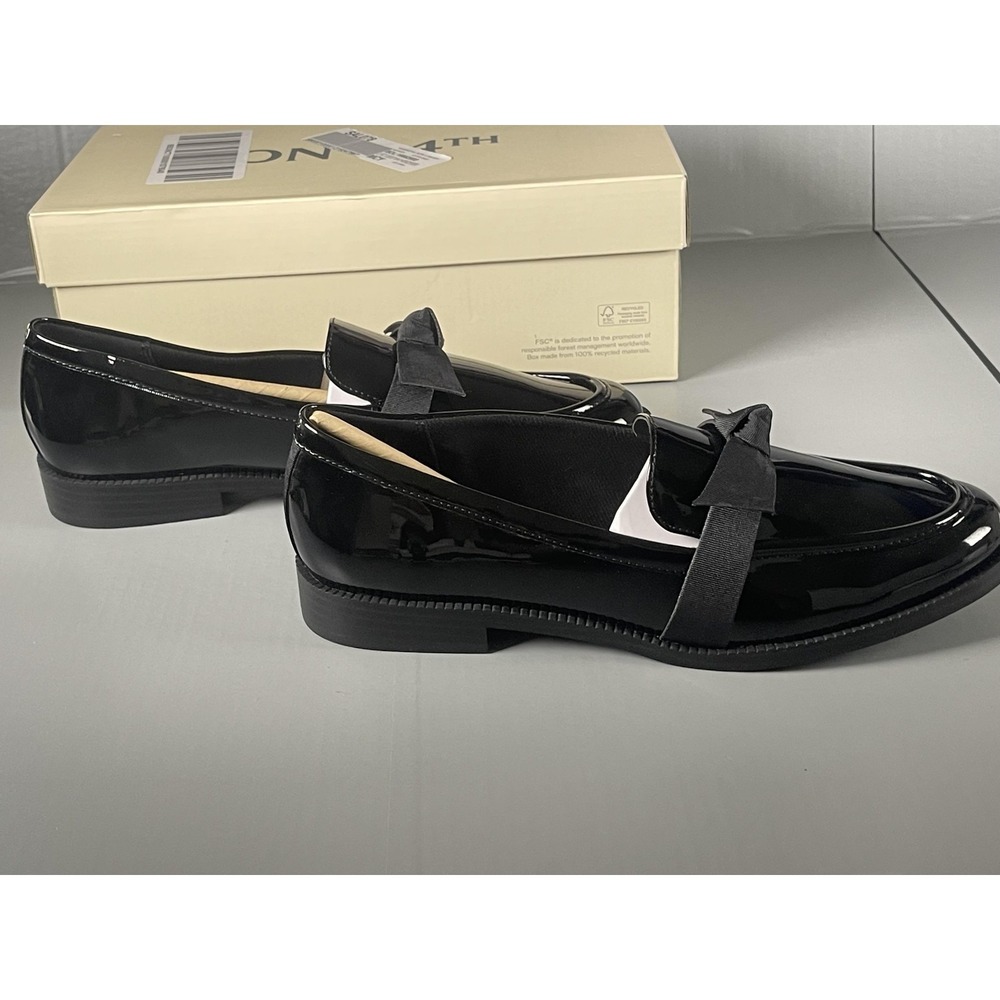 ON-34TH Shoes Womens Size 10 Black Patent Bow Loafers Flats Slip On KASANDRAP - Picture 6 of 8